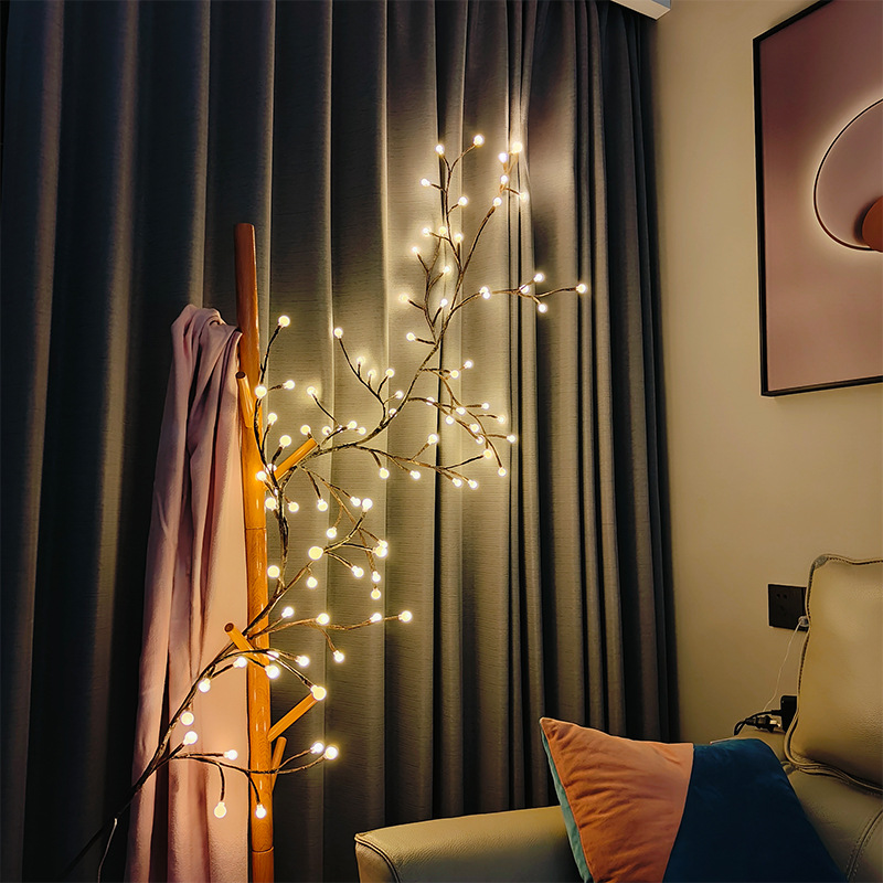 LED树枝藤条灯圣诞太阳能彩灯卧室装饰彩灯串满天星网红户外灯串