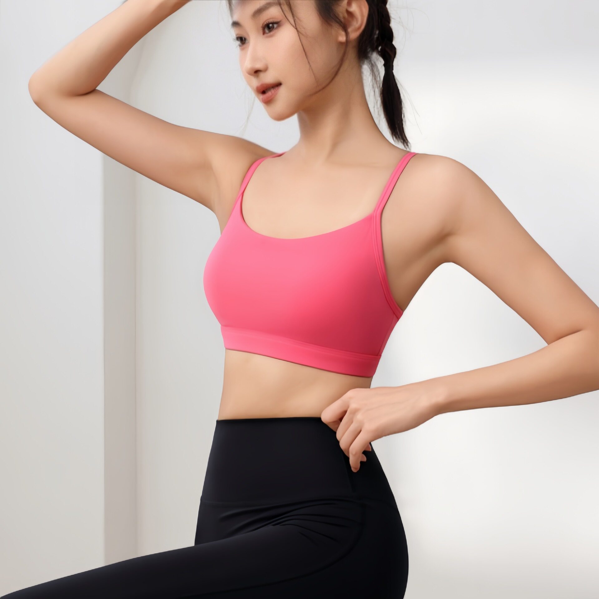 新款背心一体式无痕内衣女士细肩带聚拢收副乳舒适运动文胸瑜伽