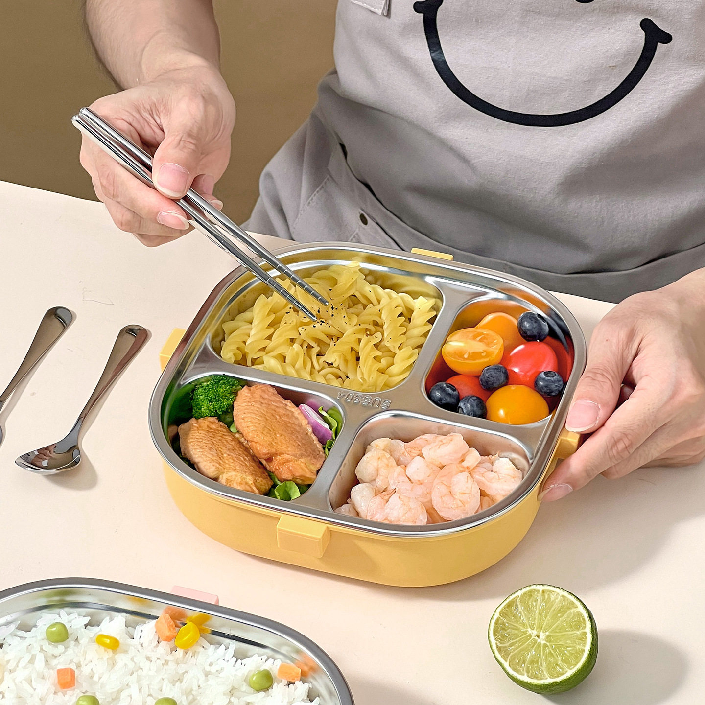 小学生304餐盘方形便携保