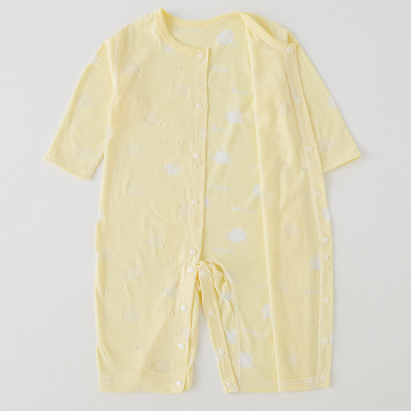 婴儿衣服夏季薄款连体衣长袖空调服0男女宝宝开衫睡衣后背透气网3