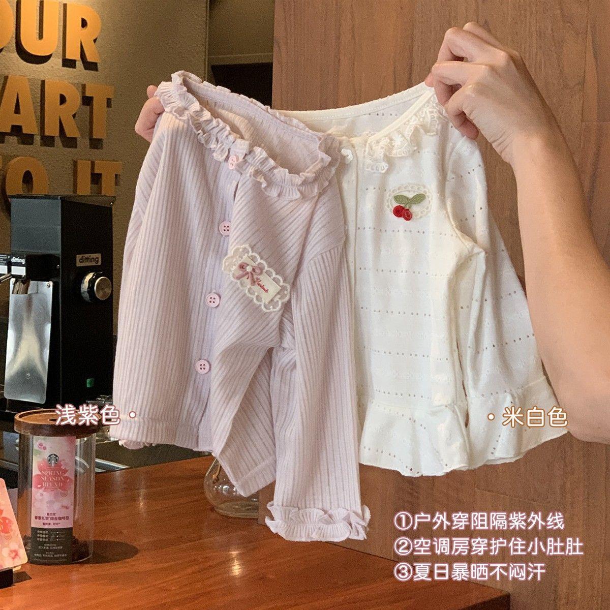 女童春夏开衫空调服外套女宝宝夏季防晒服长袖花上衣儿童薄款外套