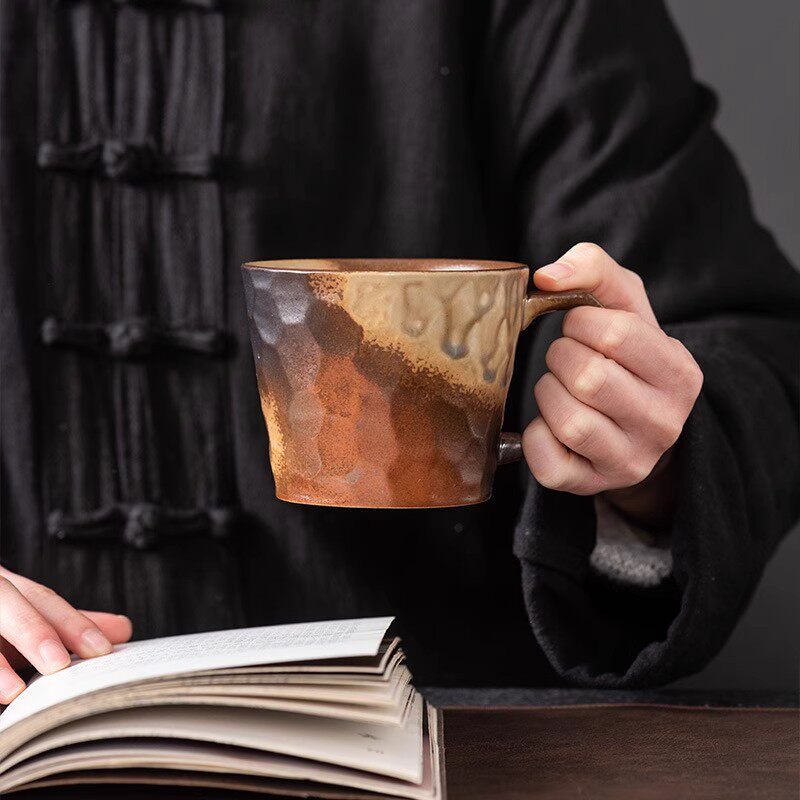 日式陶瓷杯宅寂风杯子窑变水杯轻奢感粗陶马克杯高颜值咖啡办公杯