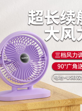 桌面风扇家用USB充电手持小风扇学生宿舍户外静音大风力风扇