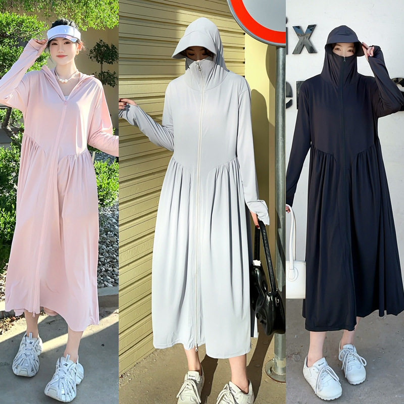 防晒衣女款新款加大码防紫外线长款全身防晒服冰丝透气防晒外套薄