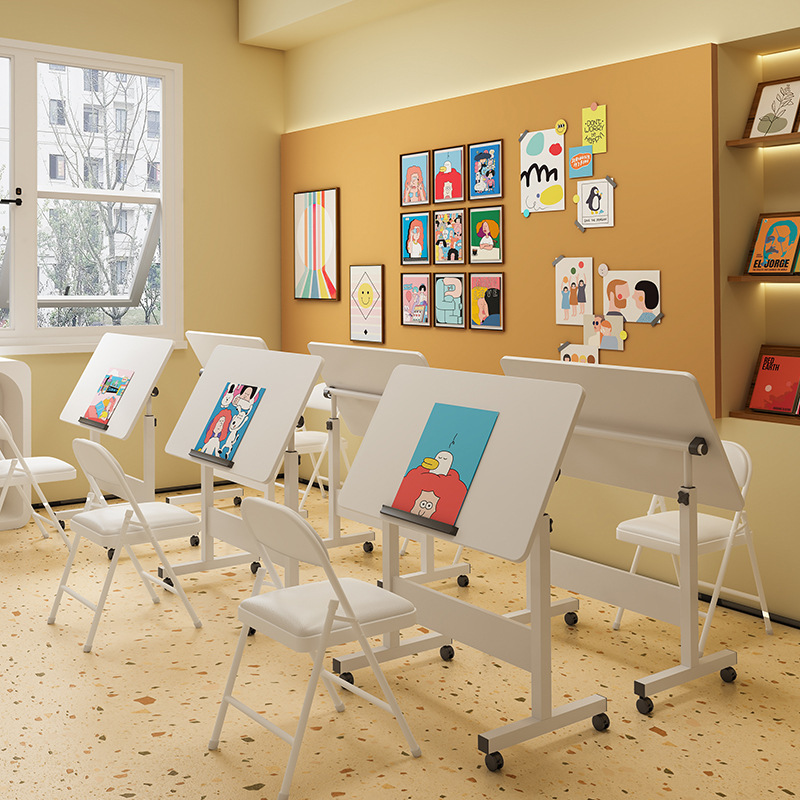 折叠床边桌移动升降带轮绘画桌简易电脑桌书桌家用学生写字小桌子