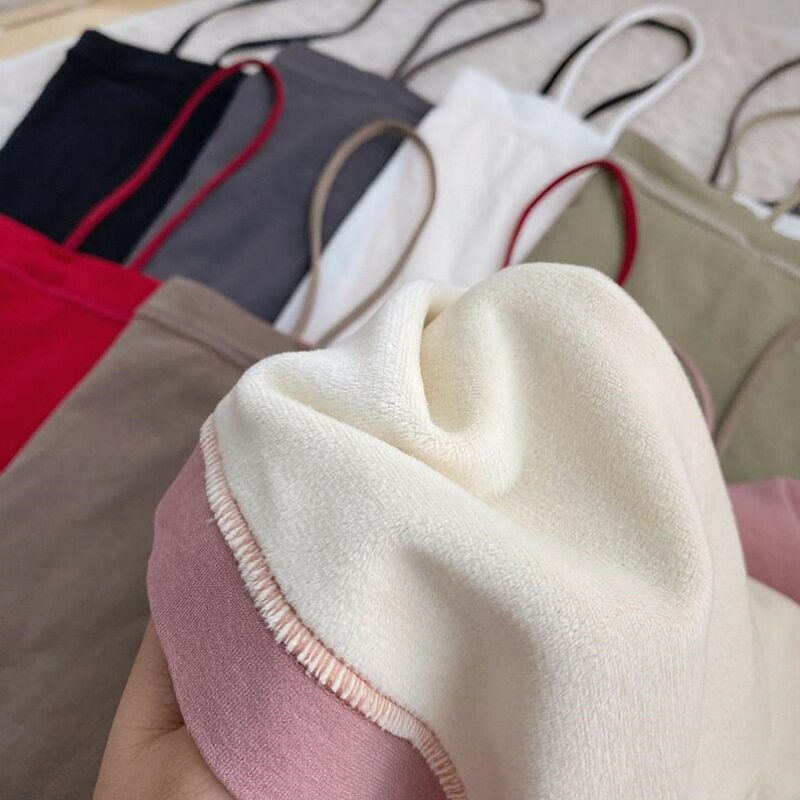 加绒保暖背心带胸垫女加厚打底秋冬款可外穿内搭吊带蓄热保暖内衣