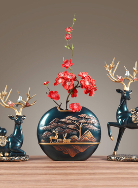 新中式鹿摆件家居装饰工艺品客厅电视柜酒柜装饰品乔迁新居礼品