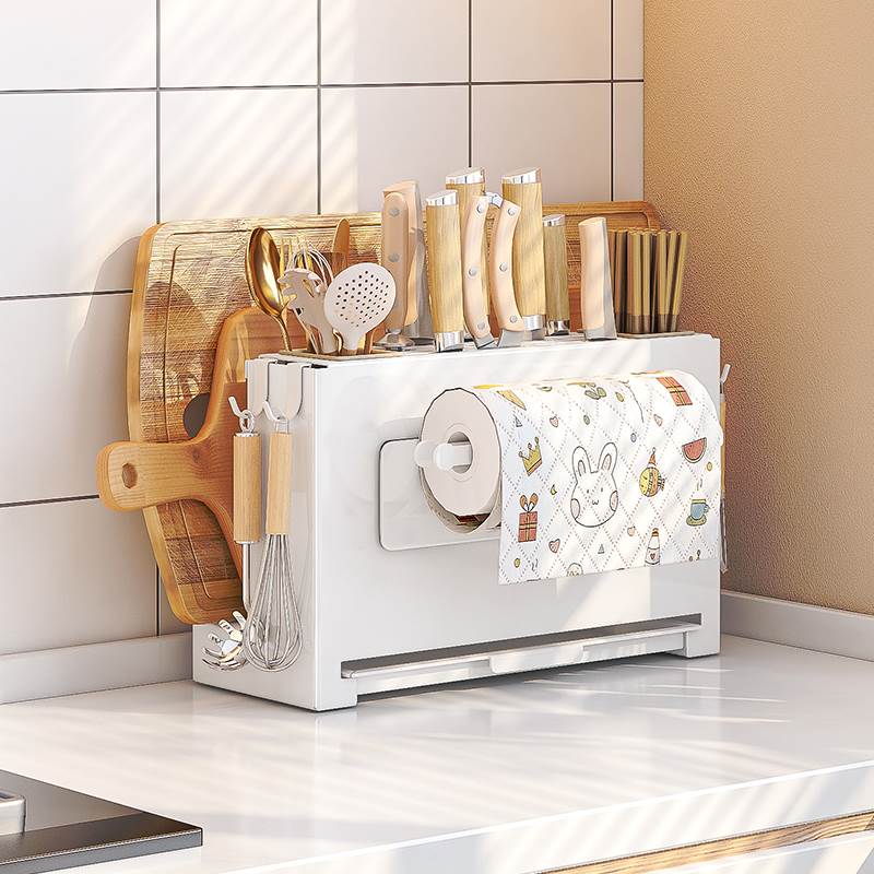 菜刀架置物架壁挂刀具收纳筒台面款菜刀插刀架子放砧板筷笼一体