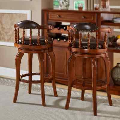 美式实木酒吧凳家用欧式酒柜客厅隔断柜简约现代高脚凳吧椅吧台桌