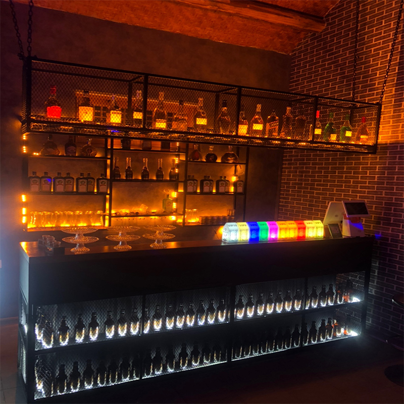 酒吧吧台铁艺饭厅烧烤店清吧实木操作台前台工业风接待复古收银柜