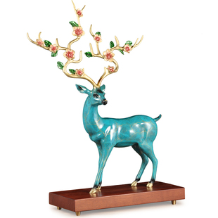 全铜鹿鹿发财鹿摆件招财生财鹿大号家居客厅进门玄关电视柜装 饰品