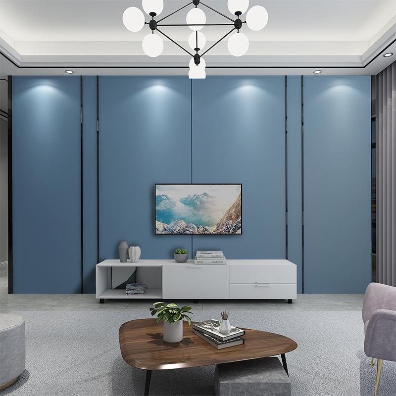 定制客厅电视背景墙现代简约卧室床头软包轻奢金属边框电视墙硬包