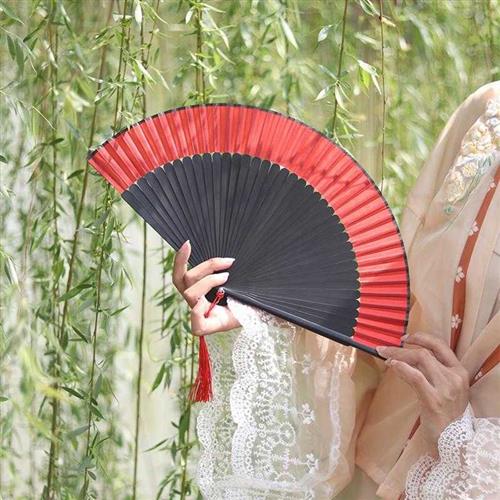 摺扇女中国风女式摺叠扇子舞蹈汉服旗袍走秀摺扇子演出易开合好甩