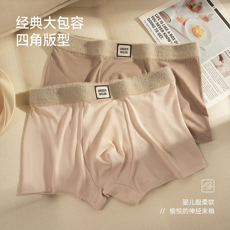 【三条装】秋冬磨毛男士内裤轻法式高档青年潮流美拉德