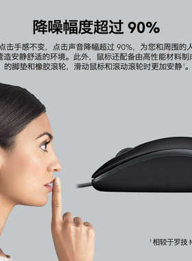 罗技M110鼠标有线鼠标办公鼠标轻音鼠标对称鼠标蓝色