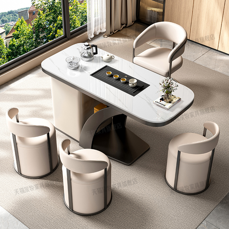 岩板阳台茶桌椅组合烧水壶一体2025新款现代简约小户型家用小茶台