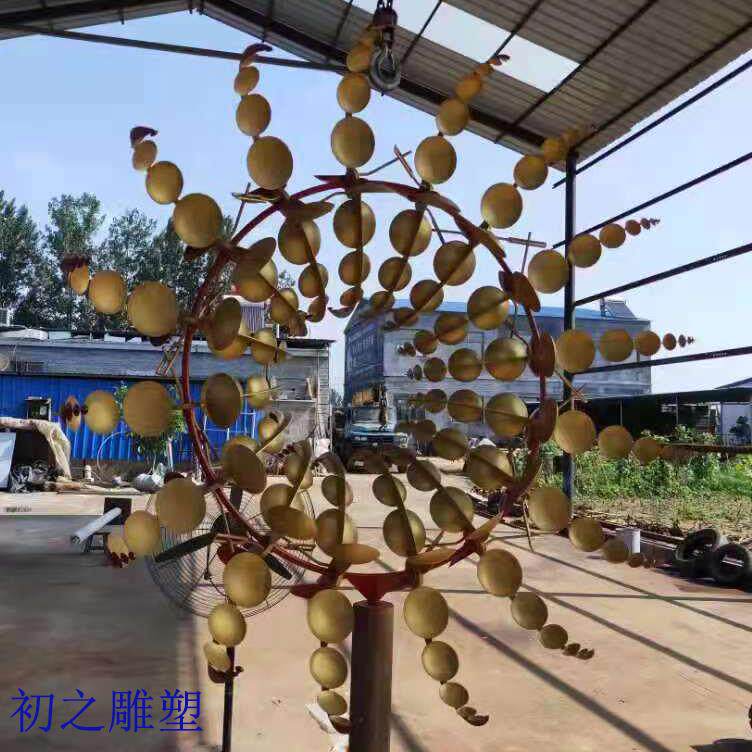 大型户外不锈钢风动雕塑园林景观广场摆件风能动力玻璃钢创意定制