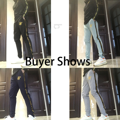 Mens Joggers Sweatpants Sik Silk Fitness Elastic Trousers Hi