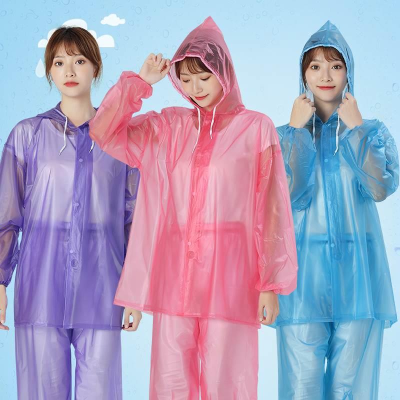 大人一次性雨衣分体式男女薄款加大彩色透明雨衣雨裤分体套装防水