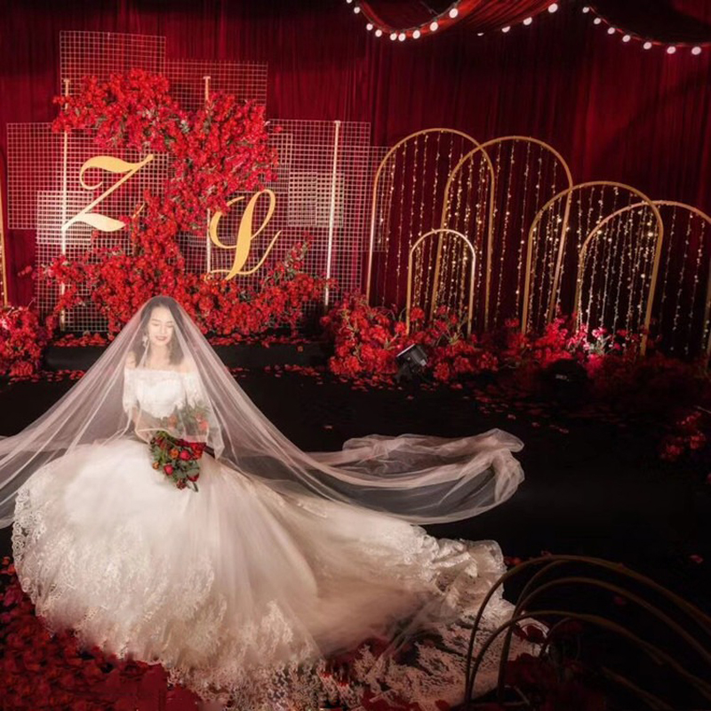 新款高山流水路引铁艺屏风婚礼道具舞台T台签到留影背景婚庆装饰