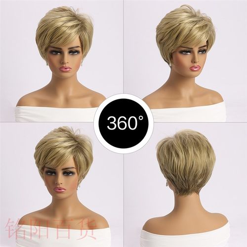 Amazon short hair euro-n wig blonde short straight hair set