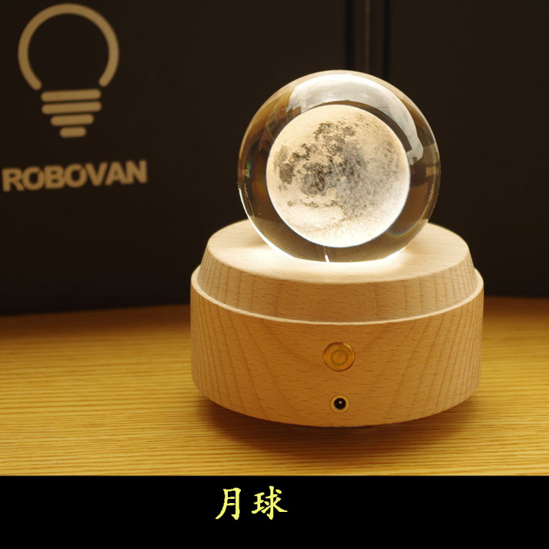 新奇特USB充电夜灯月球水晶球独角兽摆件旋转木马八音盒 天空之城