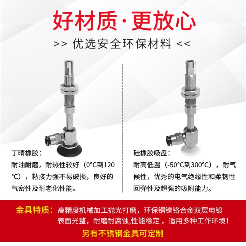 真空吸盘怡合达款J-WEY51/52/53/54-D10-J-6-10 带槽型侧进气金具