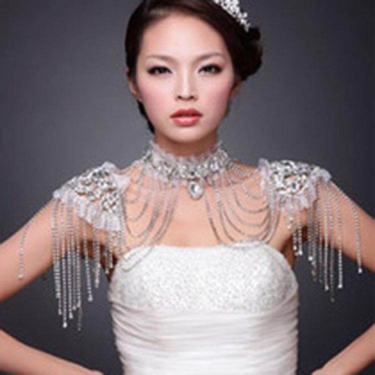 好货新娘婚纱配饰欧美礼服手工披肩肩链新款水钻项链珠珍珠表演肩