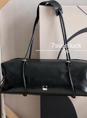 7Seven luck 原创复古油蜡皮腋下包大容量法棍波士顿单肩腋下包