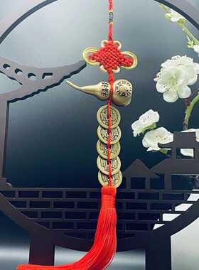 黄铜大肚葫芦五帝钱腐蚀雕刻上开铜葫芦挂件封釉仿氧化工艺品