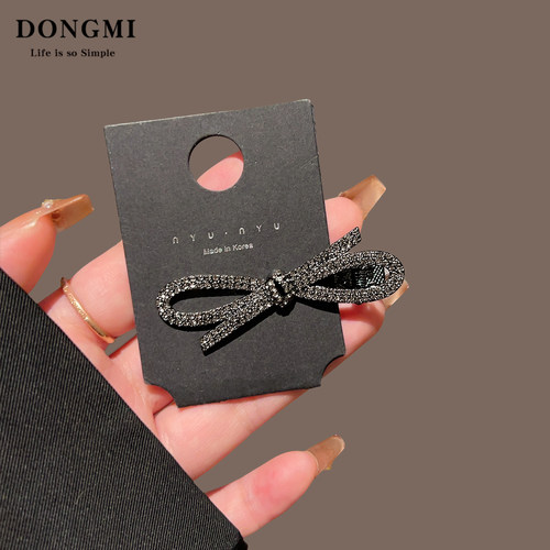 黑色水钻刘海侧边发夹金属水钻