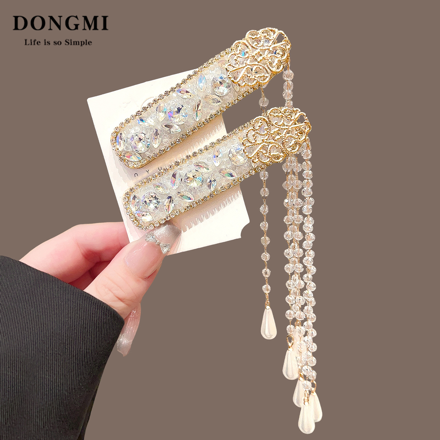 锦瑟流年~中式精致发夹女满钻流苏侧边刘海夹新款民族风发卡发饰