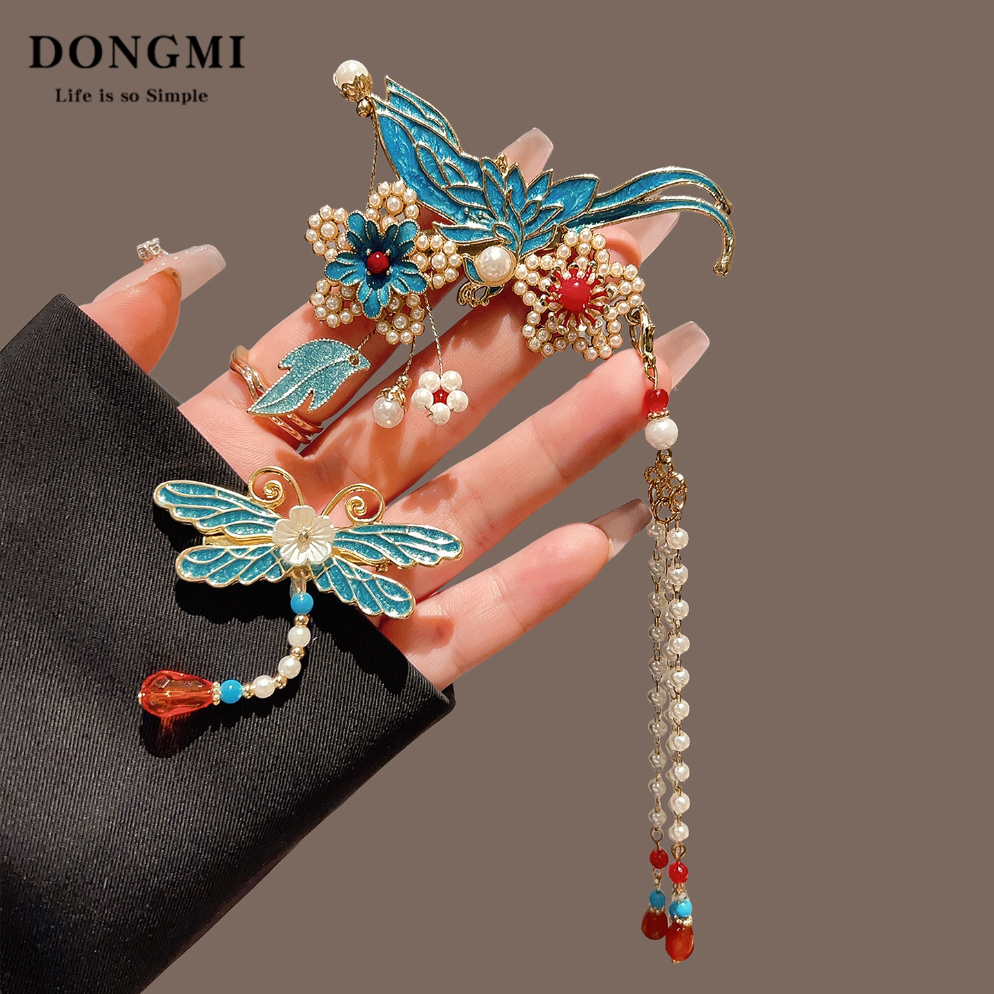 新中式国风烧蓝蝴蝶珍珠流苏发夹女新款汉服古风精致刘海夹子发饰,饰品/流行首饰/时尚饰品新,发饰,淘宝优惠券,粉丝福利购,淘宝优惠卷