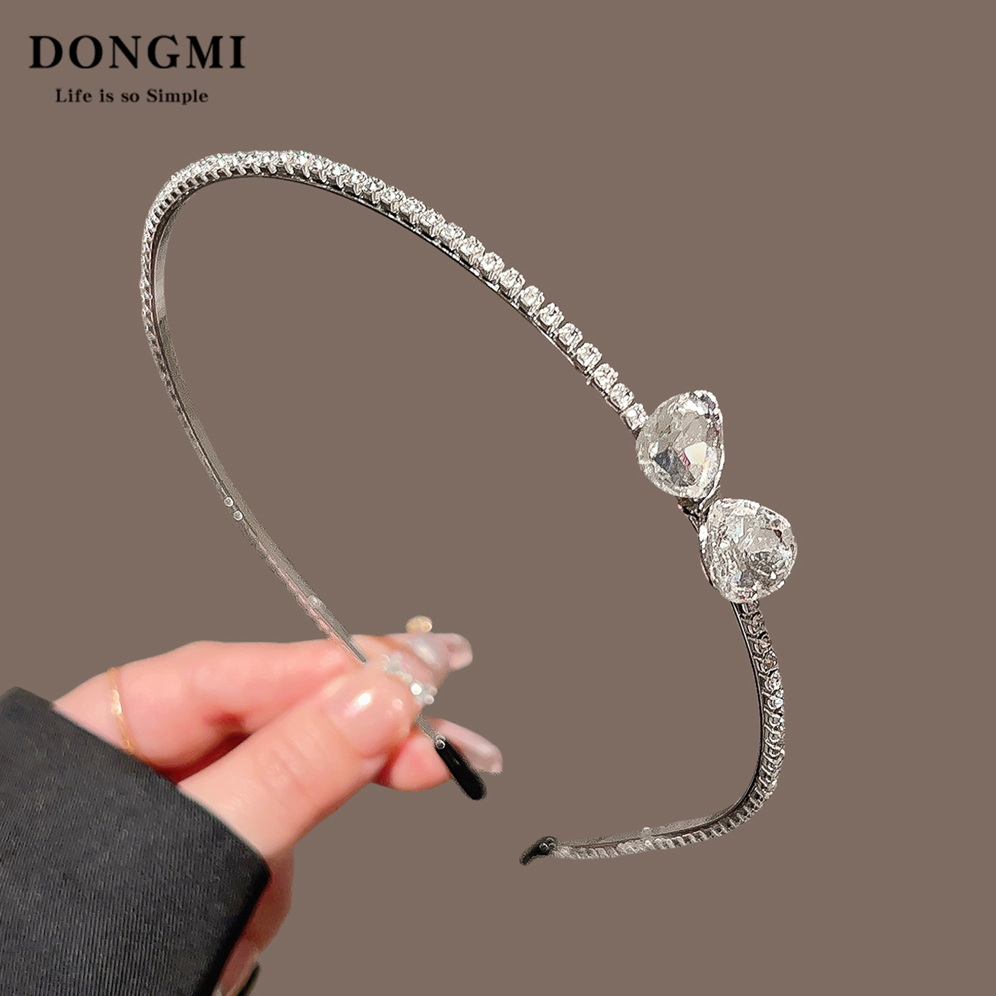 高级感水钻蝴蝶结发箍网红