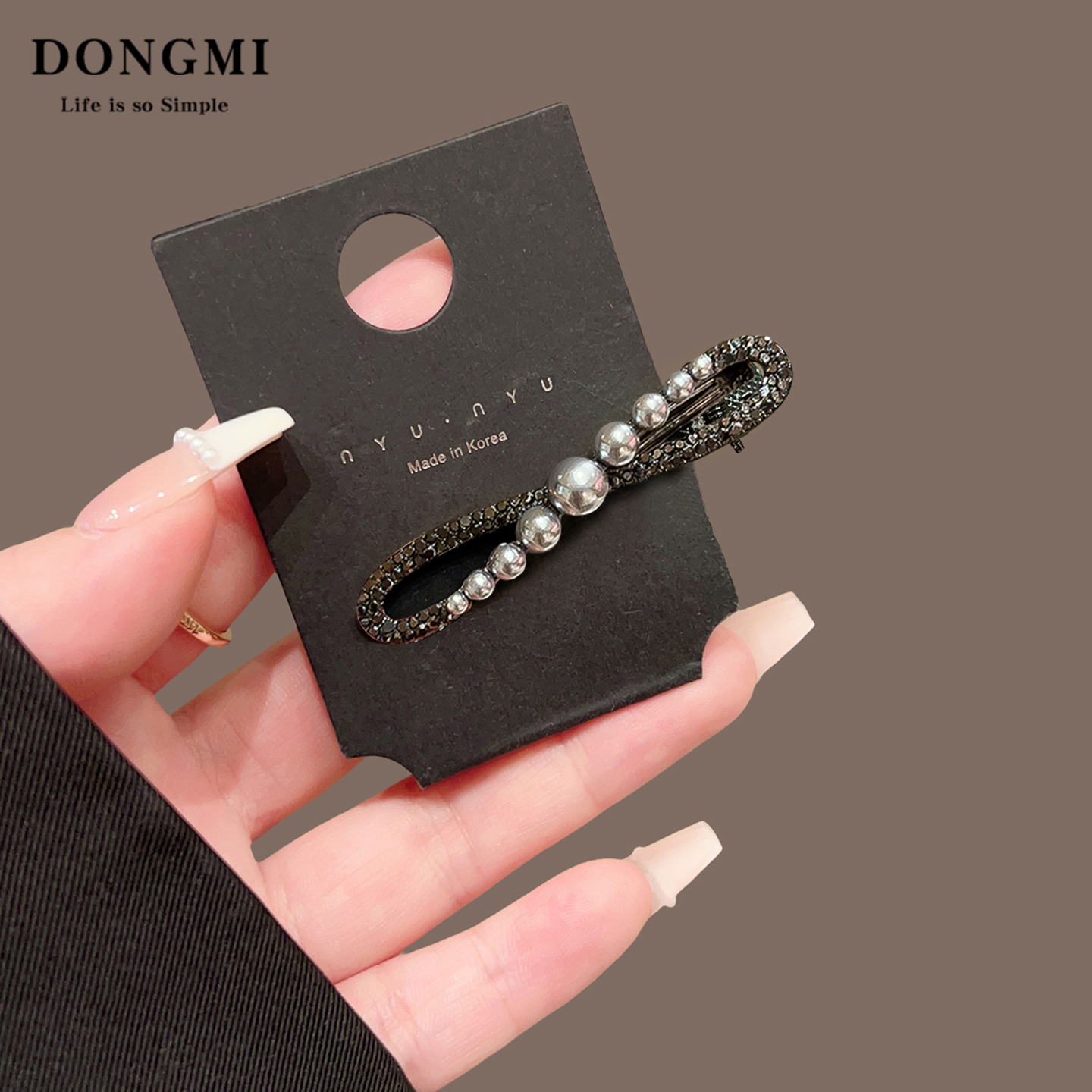 复古精致水钻珍珠发夹女刘海夹