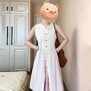 无袖背心衬衫法式连衣裙子女夏季2026新款梨形身材高级感套装长裙