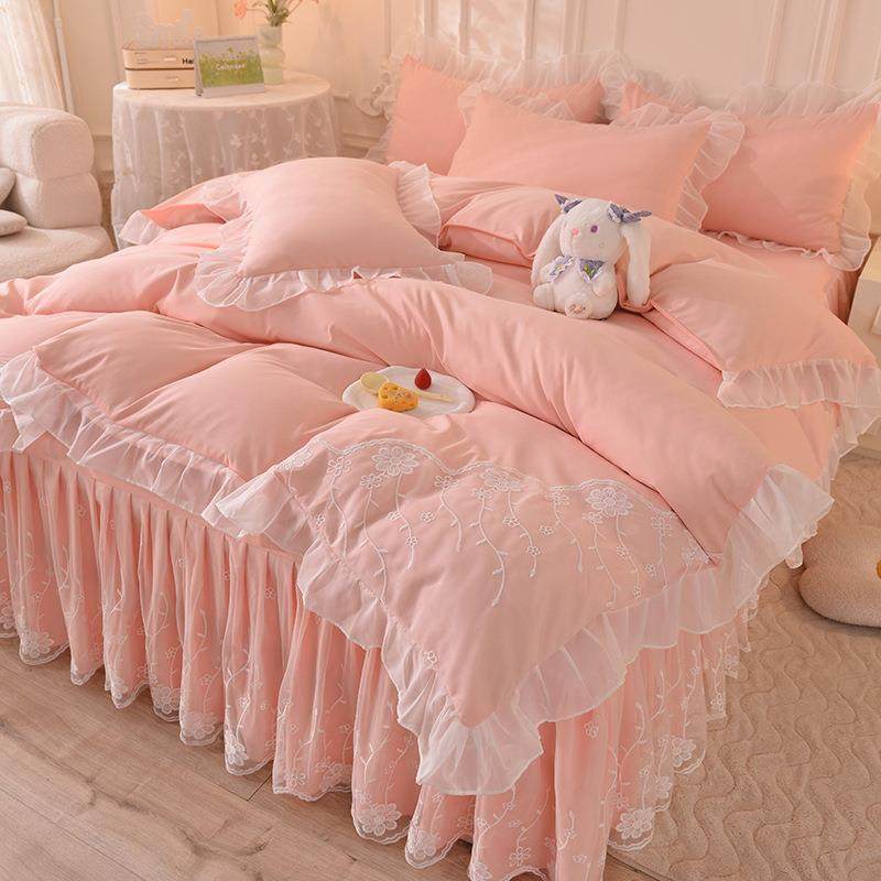 100亲肤棉全韩式蕾丝雪纺花边床裙床上四件套1.5m1.8米网红公主风,3C数码配件,USB灯,淘宝优惠券,粉丝福利购,淘宝优惠卷