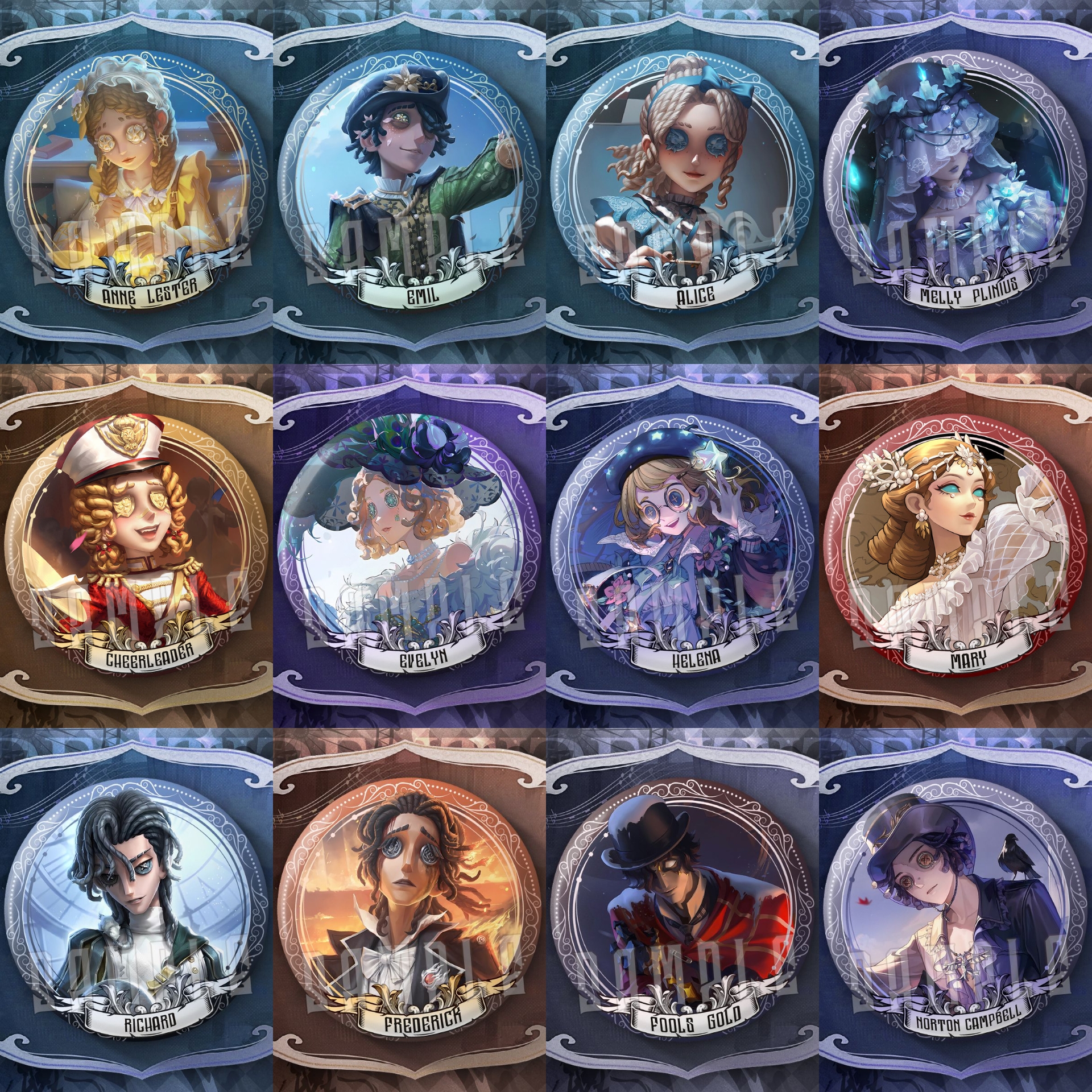第五人格游戏大徽章2025演绎之星皮肤玛丽隐士安妮记者吧唧谷子