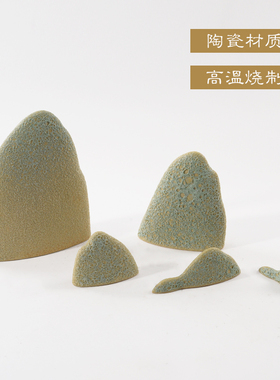 新中式陶瓷假山摆件样板房客厅玄关售楼处电视柜家居软装饰品摆设