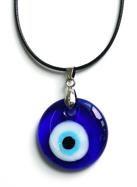 好货Antique 25MM 30MM 35MM Deep Sea Blue Evil Eye Pendant Ne