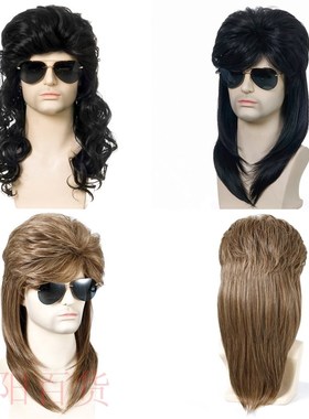 Halloween role-playing hairnets mens wigs rock party long