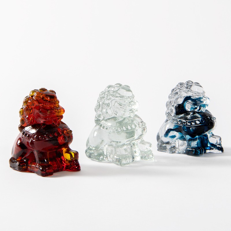 新中式撞色琉璃狮子摆件客栈艺术酒店样板间书房客厅桌面软装饰品