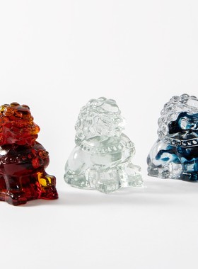 新中式撞色琉璃狮子摆件客栈艺术酒店样板间书房客厅桌面软装饰品