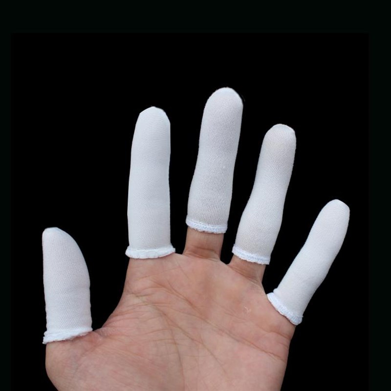 纯棉汗布白色手指套劳保防护作业工作手指保护套手子指套防滑点钞