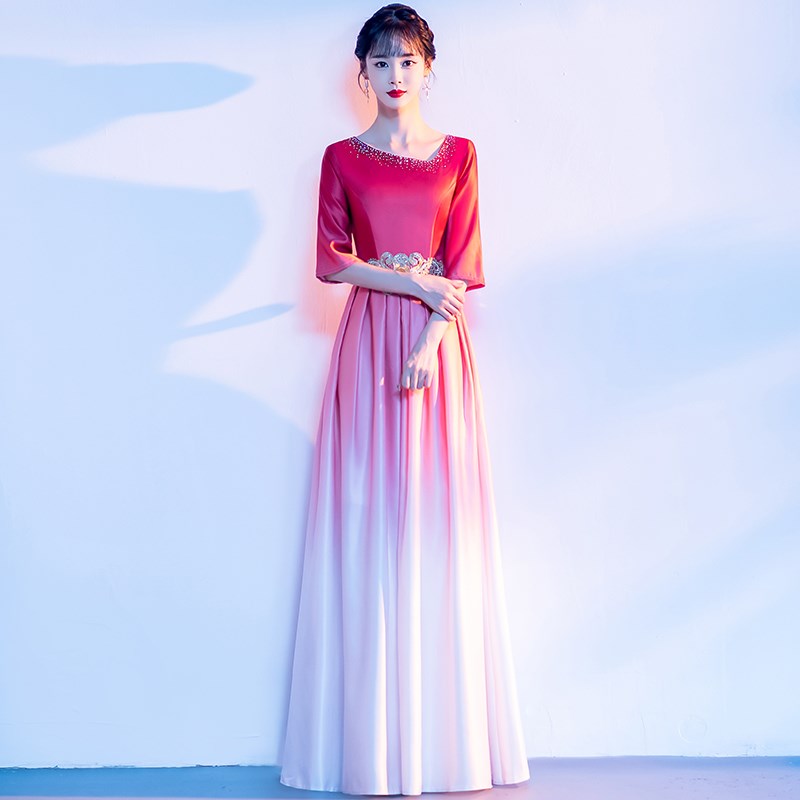 好货大合唱演出服女长裙新款成人舞台表演服合唱团主持朗诵比赛晚