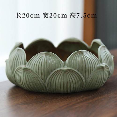 多肉花盆大号口径拼盘锤纹圆形盆有孔绿植微景观陶瓷粗陶透气吸水