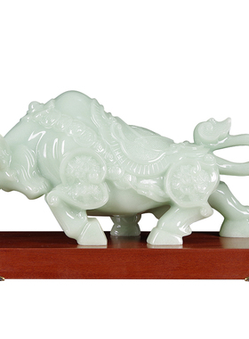 玉石牛摆招财牛新中式家居客厅装饰店铺开业礼品公司前台桌面摆设