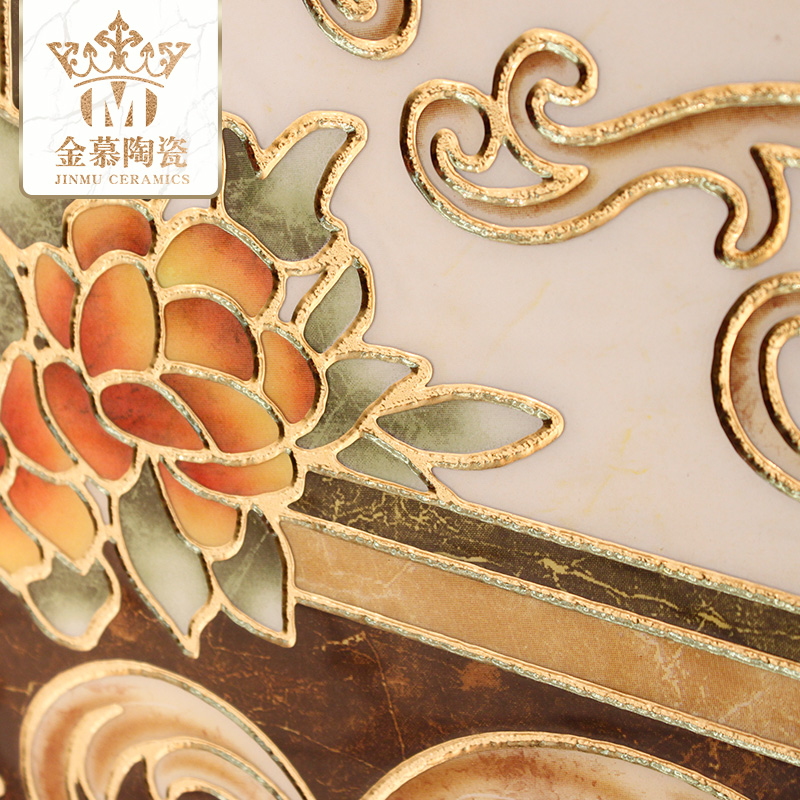 T客厅入户欧式地面镀金抛晶砖拼花饭厅玄关图案地板砖仿水刀地砖