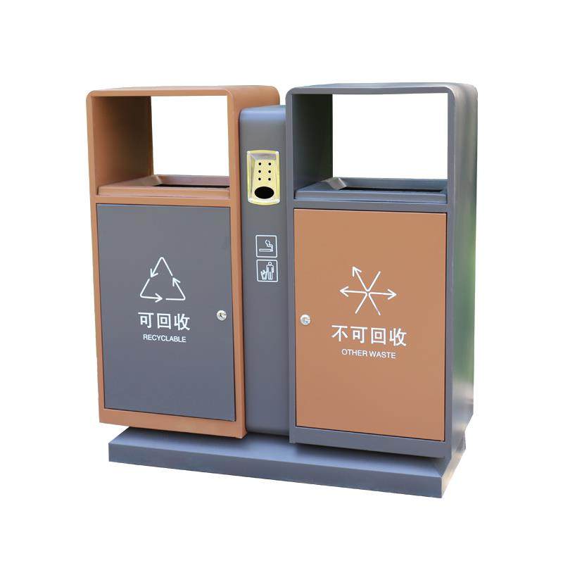 户外垃圾桶双桶高档小区分类果皮箱不锈钢分类大号垃圾箱室外小区