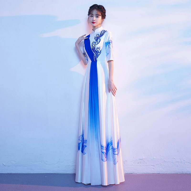 好货大合唱服演出服女长裙成人诗朗诵表演服主持人显瘦气质宴会晚